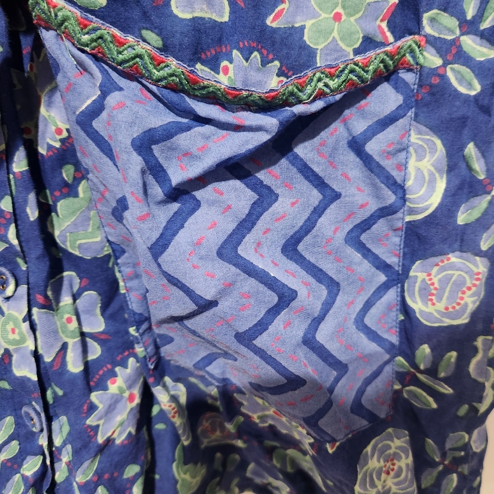 Gudrun Sjodén Artiste Blouse In Organic Cotton Blue Size M With Pockets - Picture 6 of 6